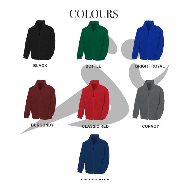 Full Zip Fleece Colours