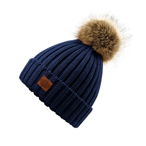 Est. 1919 Fur Pom Pom Chunky Beanie