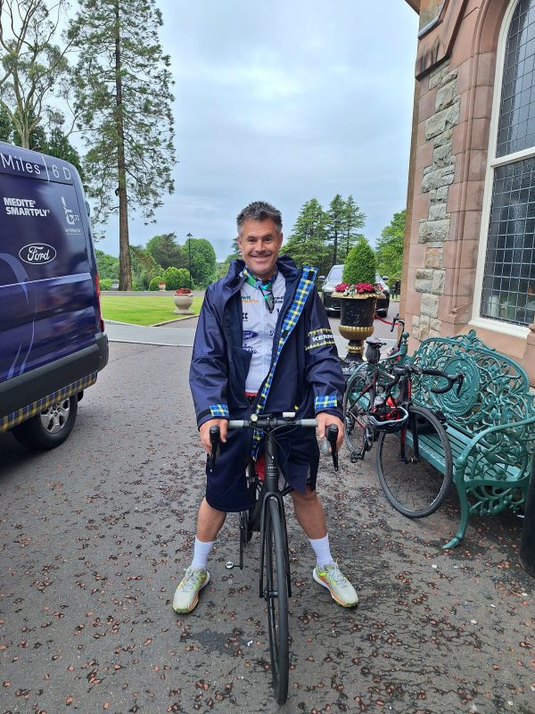 Kenny Logan sporting a MNDF HydraRobe manufactured and supplied by Halbro Sportswear Ltd.